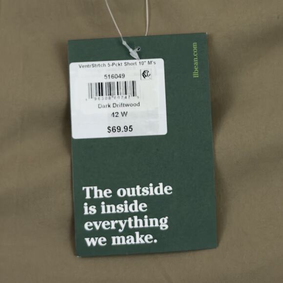 LL Bean Mens Venture Stretch Shorts 42W 10" Beige 5-Pocket Nylon Hiking New - Picture 11 of 12